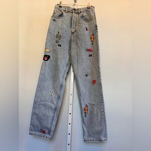 GUCCI Embroidered Light Wash Jeans